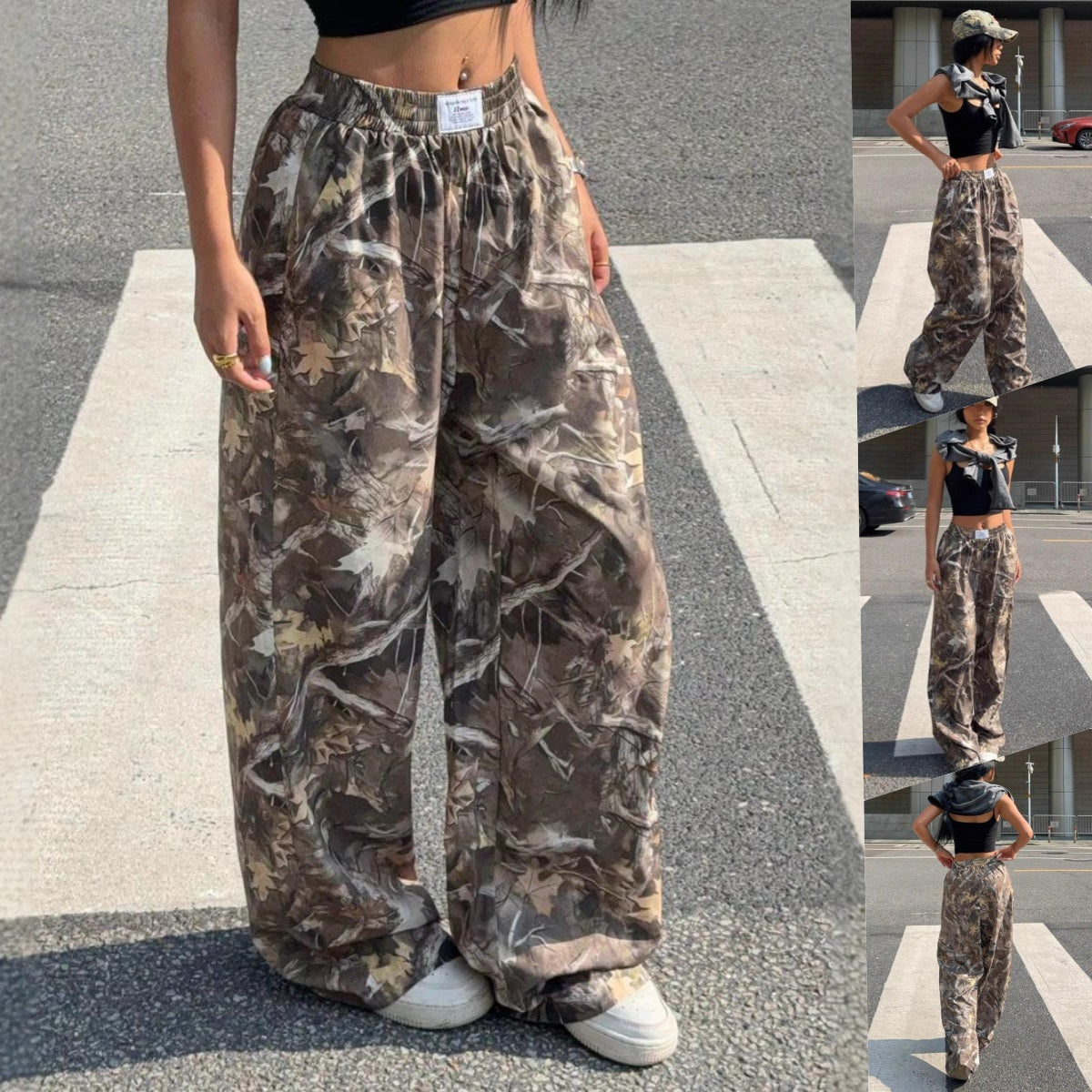 Casual Retro Multi-pocket Camouflage Cargos