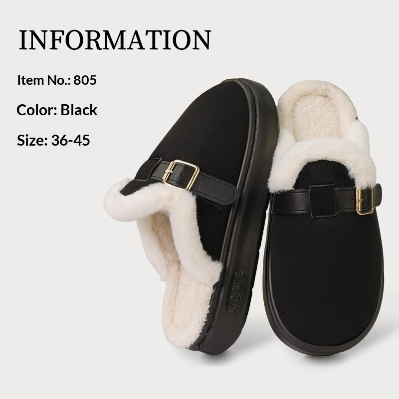 Winter Indoor Plush Thick-Soled Warm Anti-Slip Cotton Slippers