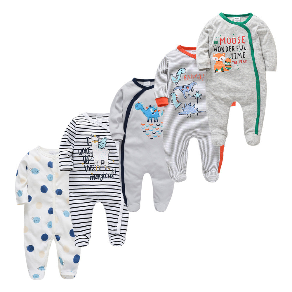 Cotton 5-piece Long-sleeved Baby Jumpsuits