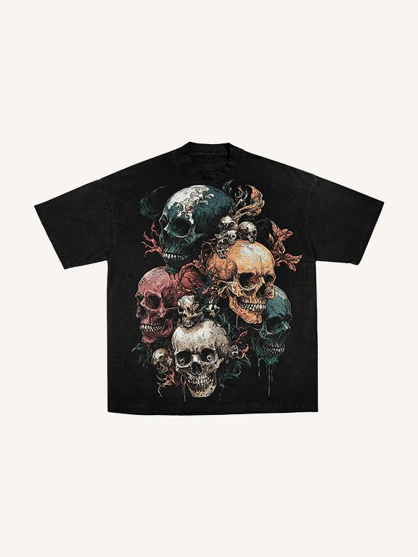 Round-Neck Skull Short-Sleeve T-shirt