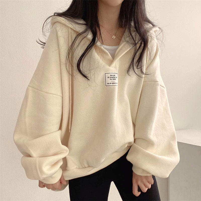 Loose-fitting Hooded V-neck Sweatshirt