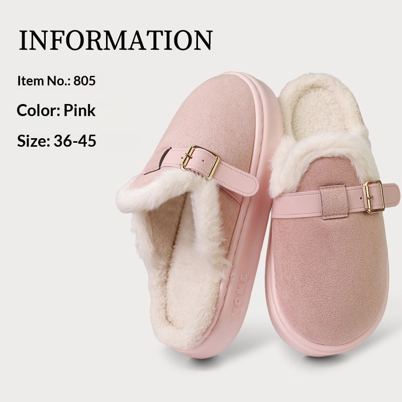 Winter Indoor Plush Thick-Soled Warm Anti-Slip Cotton Slippers