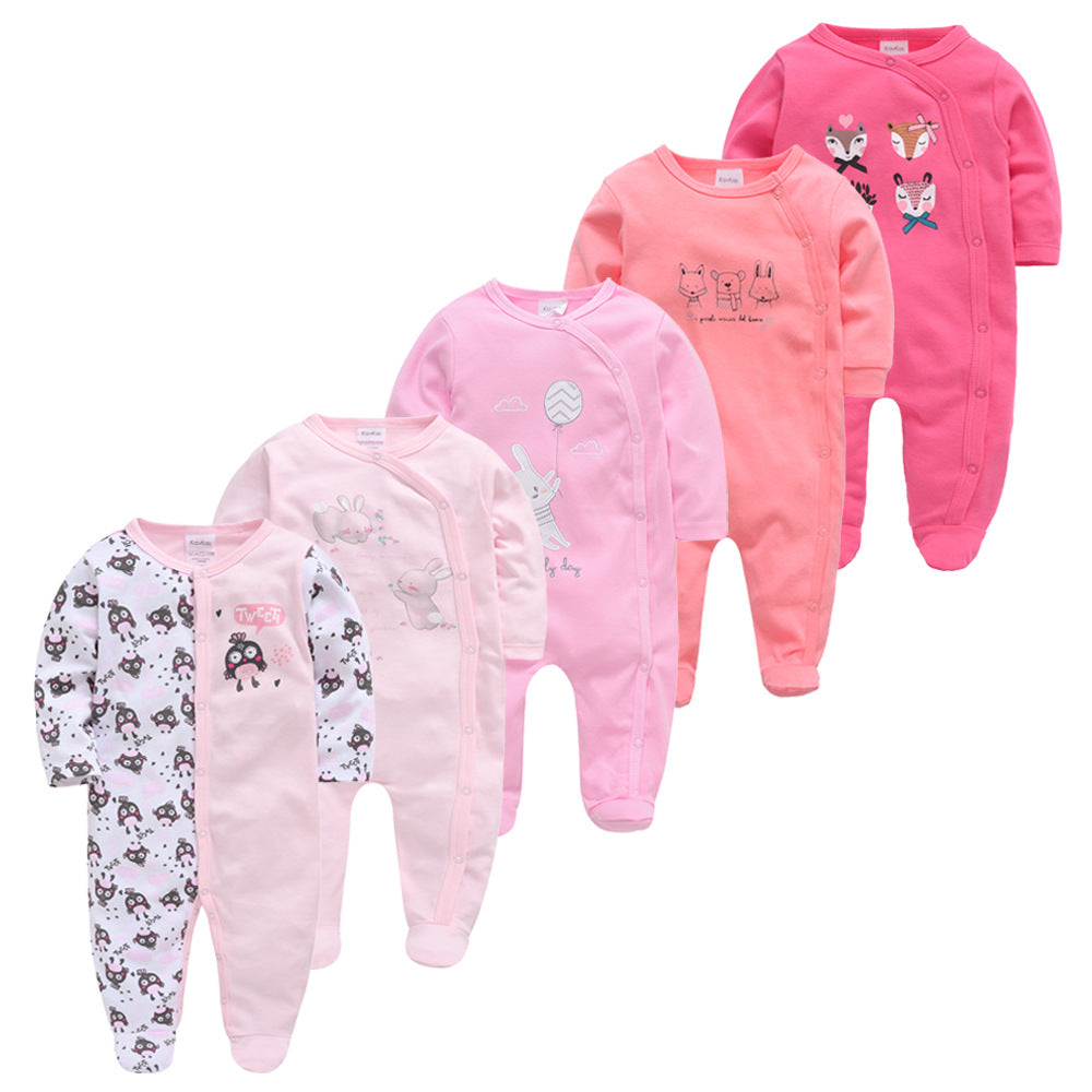 Cotton 5-piece Long-sleeved Baby Jumpsuits