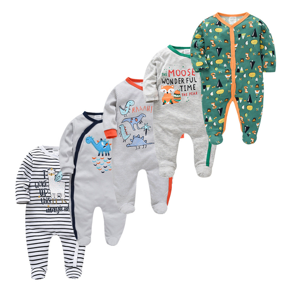 Cotton 5-piece Long-sleeved Baby Jumpsuits