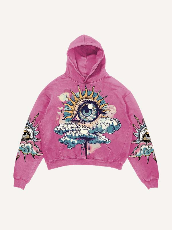 Printed Long Sleeved Hooded Sweatshirt