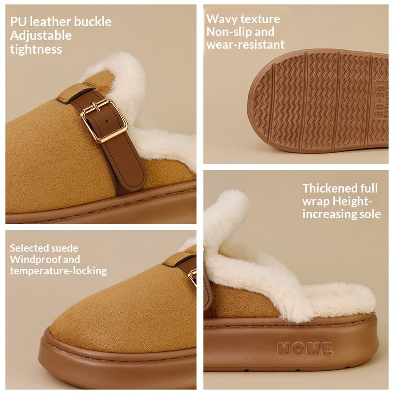 Winter Indoor Plush Thick-Soled Warm Anti-Slip Cotton Slippers