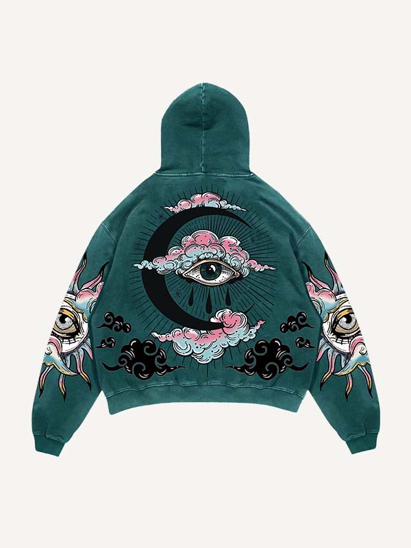 Printed Long Sleeved Hooded Sweatshirt