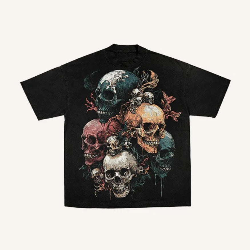 Round-Neck Skull Short-Sleeve T-shirt