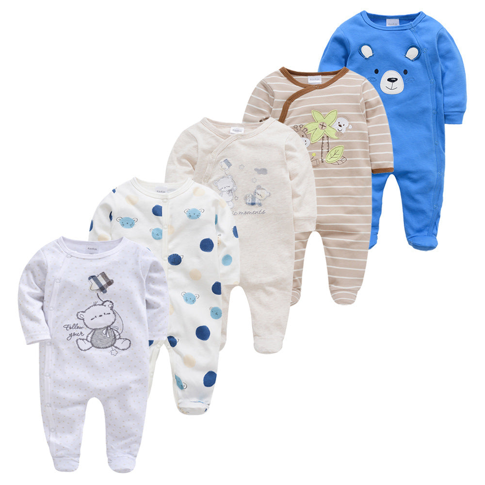 Cotton 5-piece Long-sleeved Baby Jumpsuits