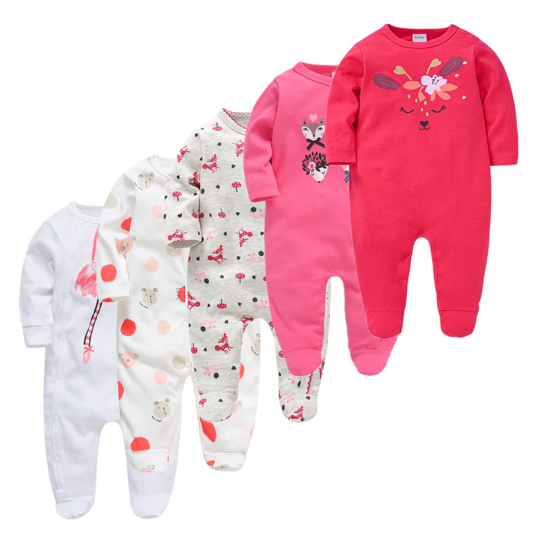 Cotton 5-piece Long-sleeved Baby Jumpsuits
