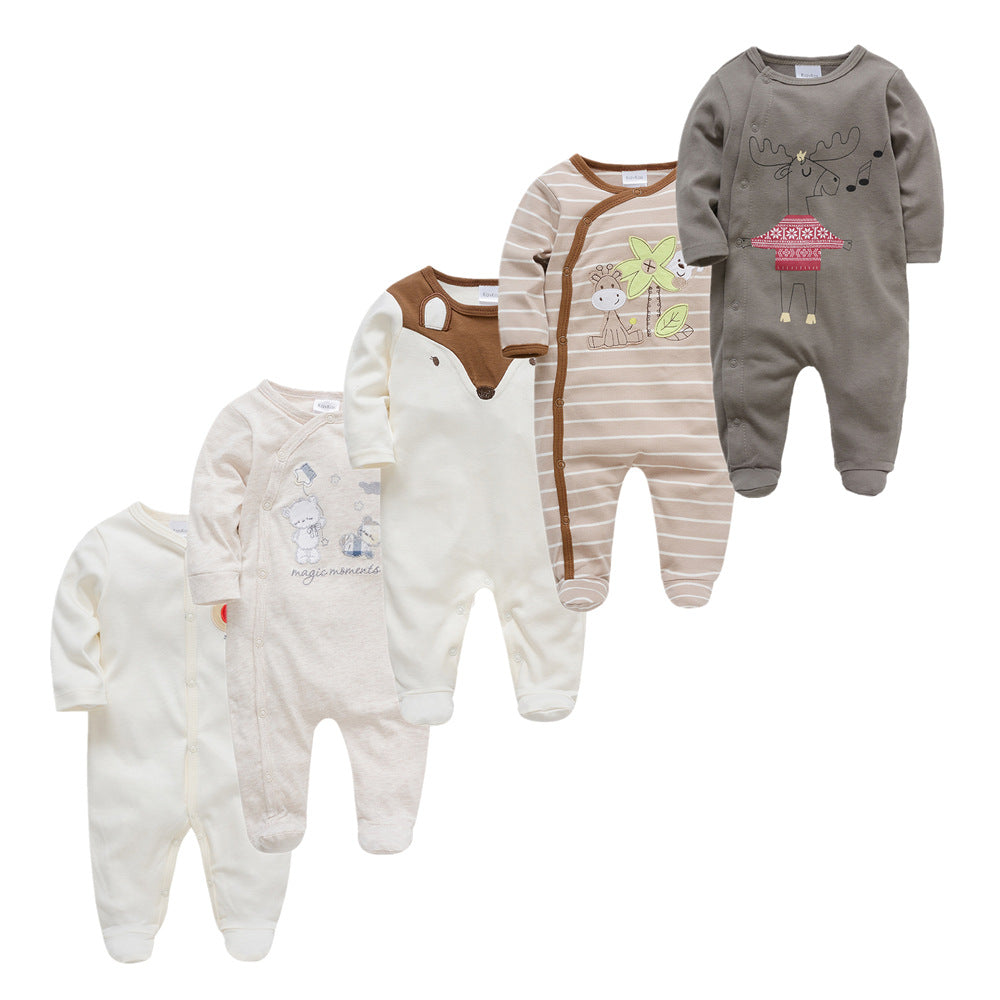 Cotton 5-piece Long-sleeved Baby Jumpsuits