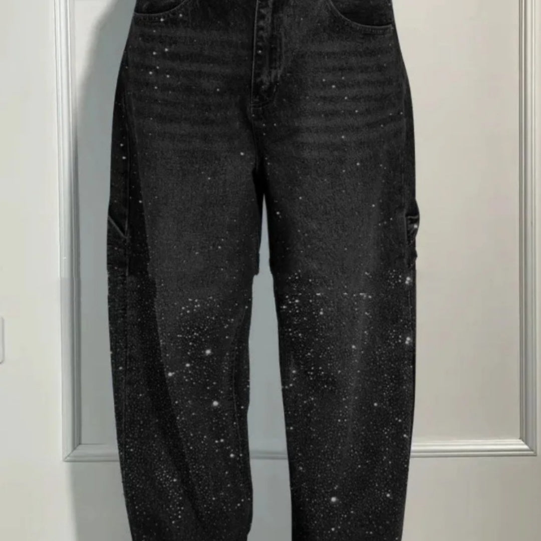 Shiny Straight Loose Jeans Wide-leg Trousers