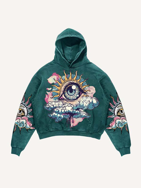 Printed Long Sleeved Hooded Sweatshirt