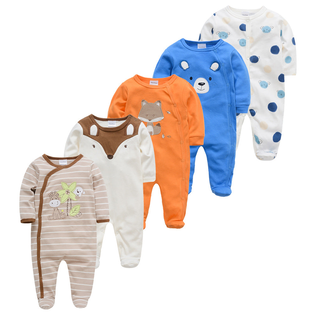 Cotton 5-piece Long-sleeved Baby Jumpsuits