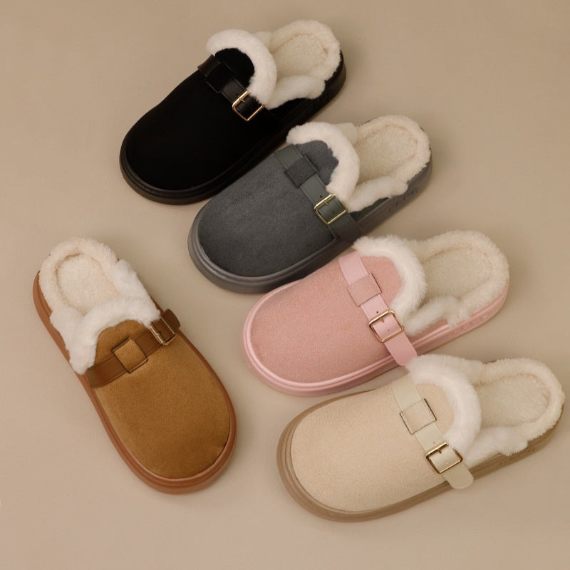 Winter Indoor Plush Thick-Soled Warm Anti-Slip Cotton Slippers