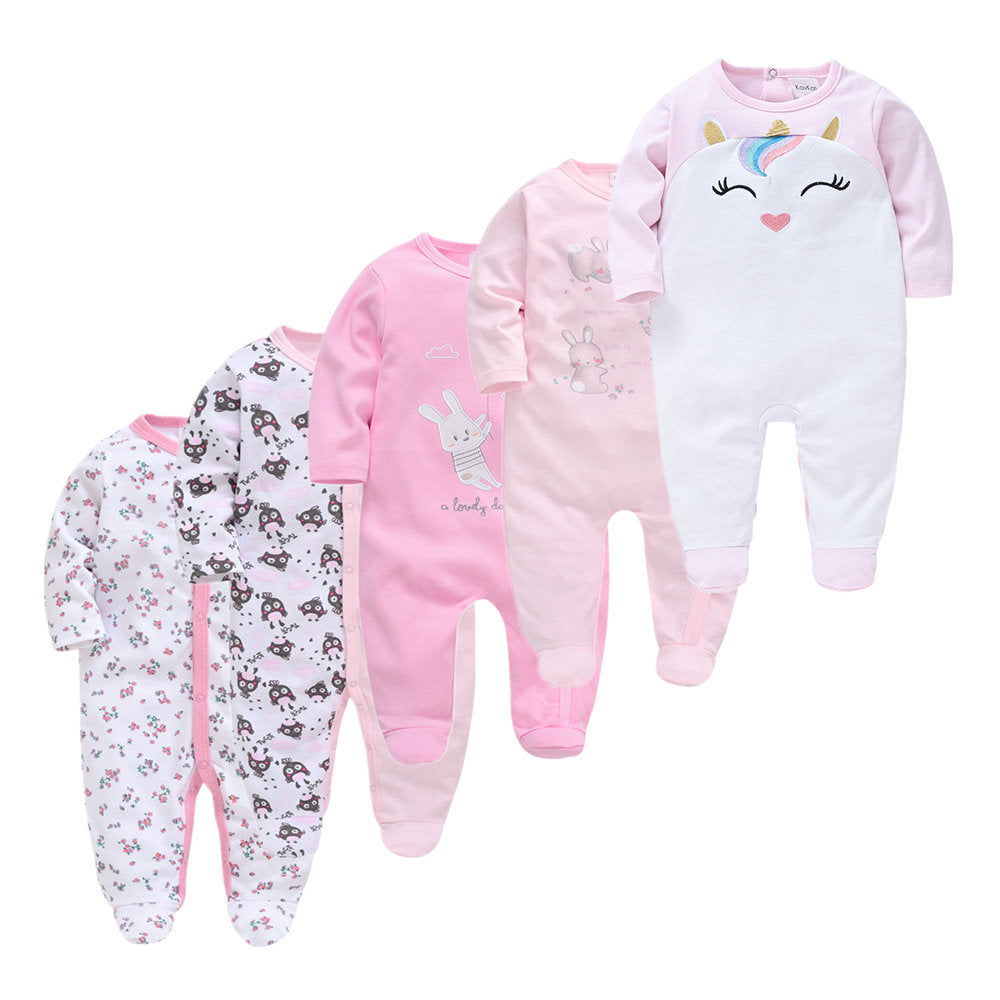 Cotton 5-piece Long-sleeved Baby Jumpsuits